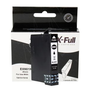 CARTUCHO DE TINTA COMPATÍVEL COM EPSON TO901 | TO90120/X5600/T20/TX100 | BK - 14,5ML - X-FULL
